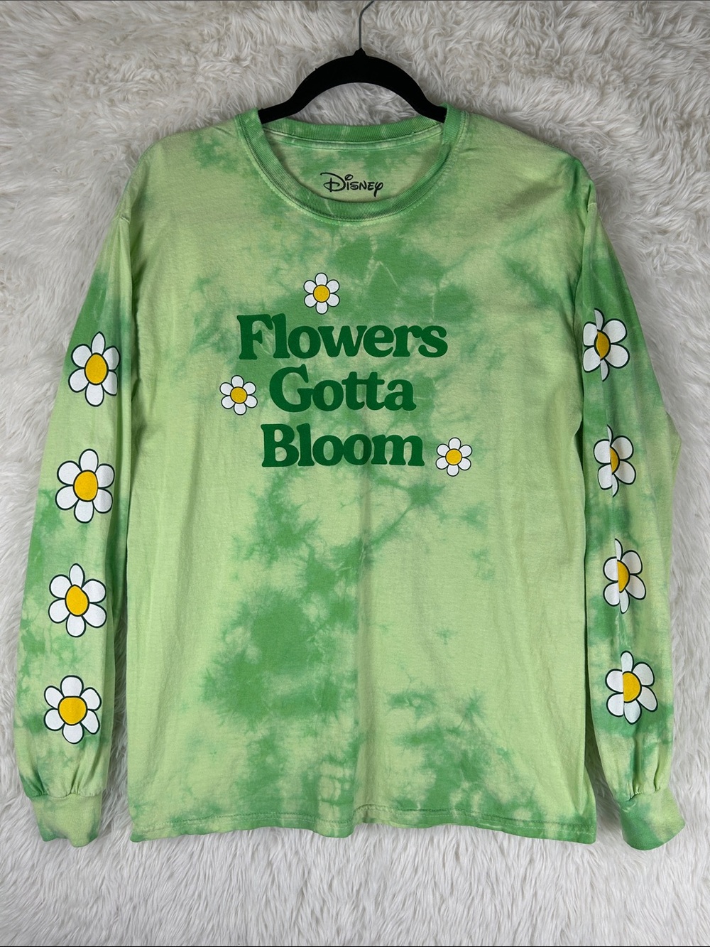 Disney Green Tie-Dye "Flowers  Gotta Bloom" Long Sleeve Tee